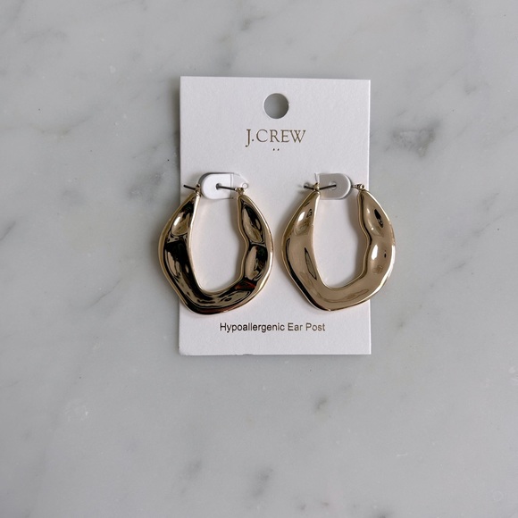 NWT J. Crew Factory Hammered Hoop Earrings - Picture 3 of 4